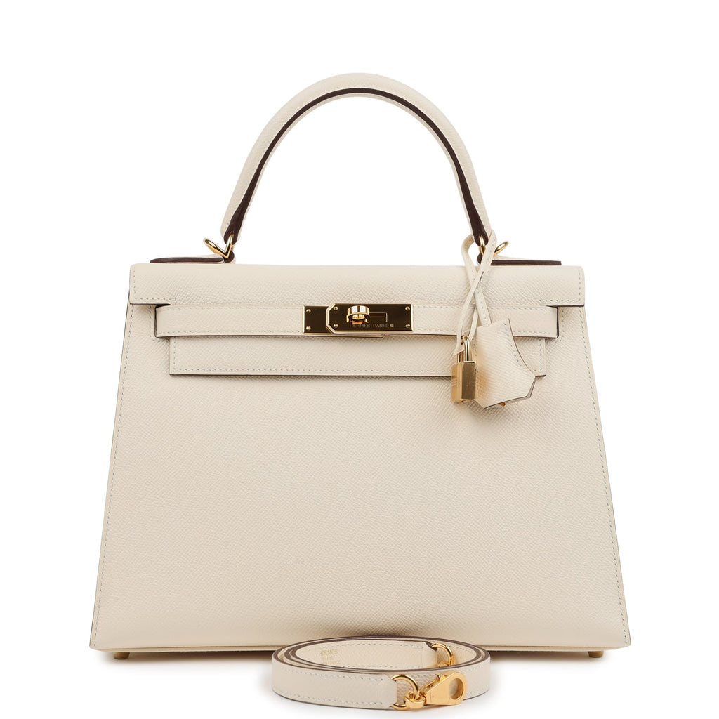 New Hermes Kelly Sellier 28 Nata Epsom Gold Hardware