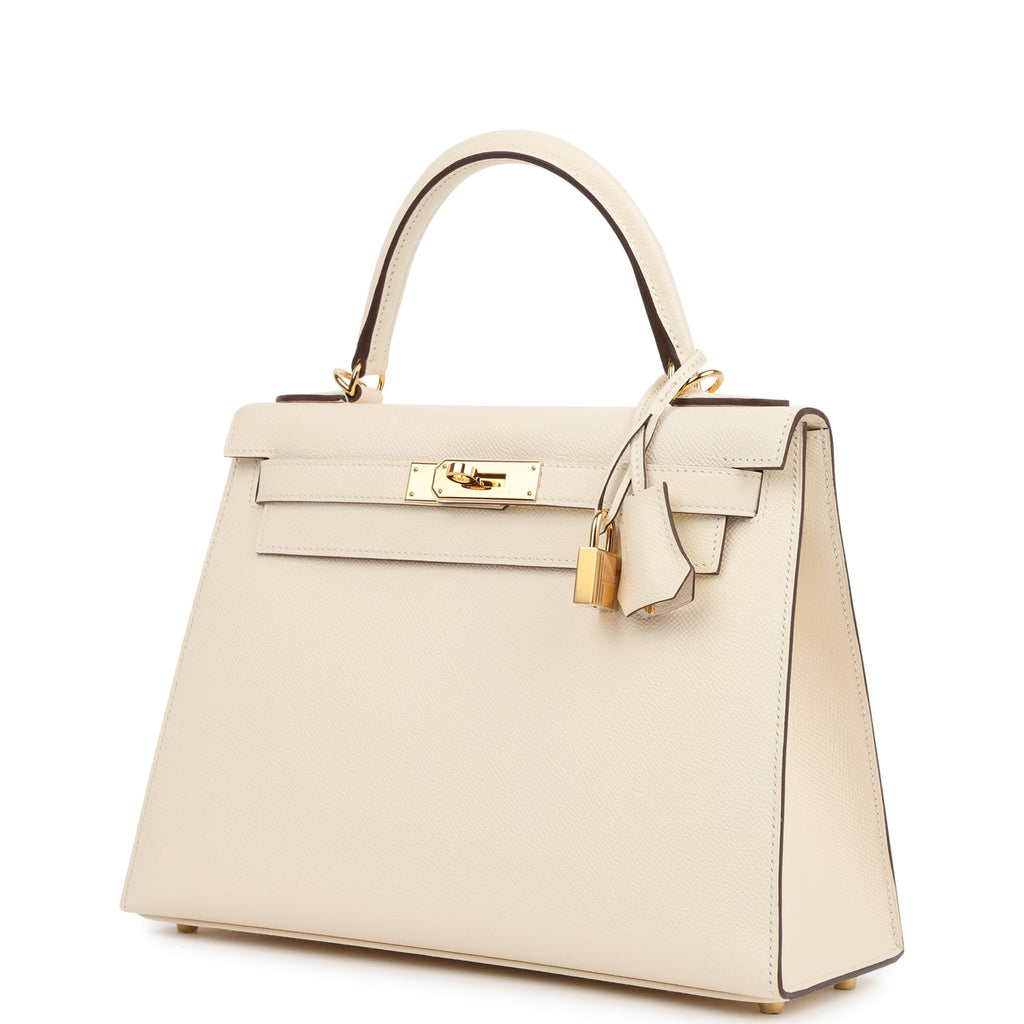 Pre-owned Hermes Kelly Sellier 28 Nata Epsom Gold Hardware