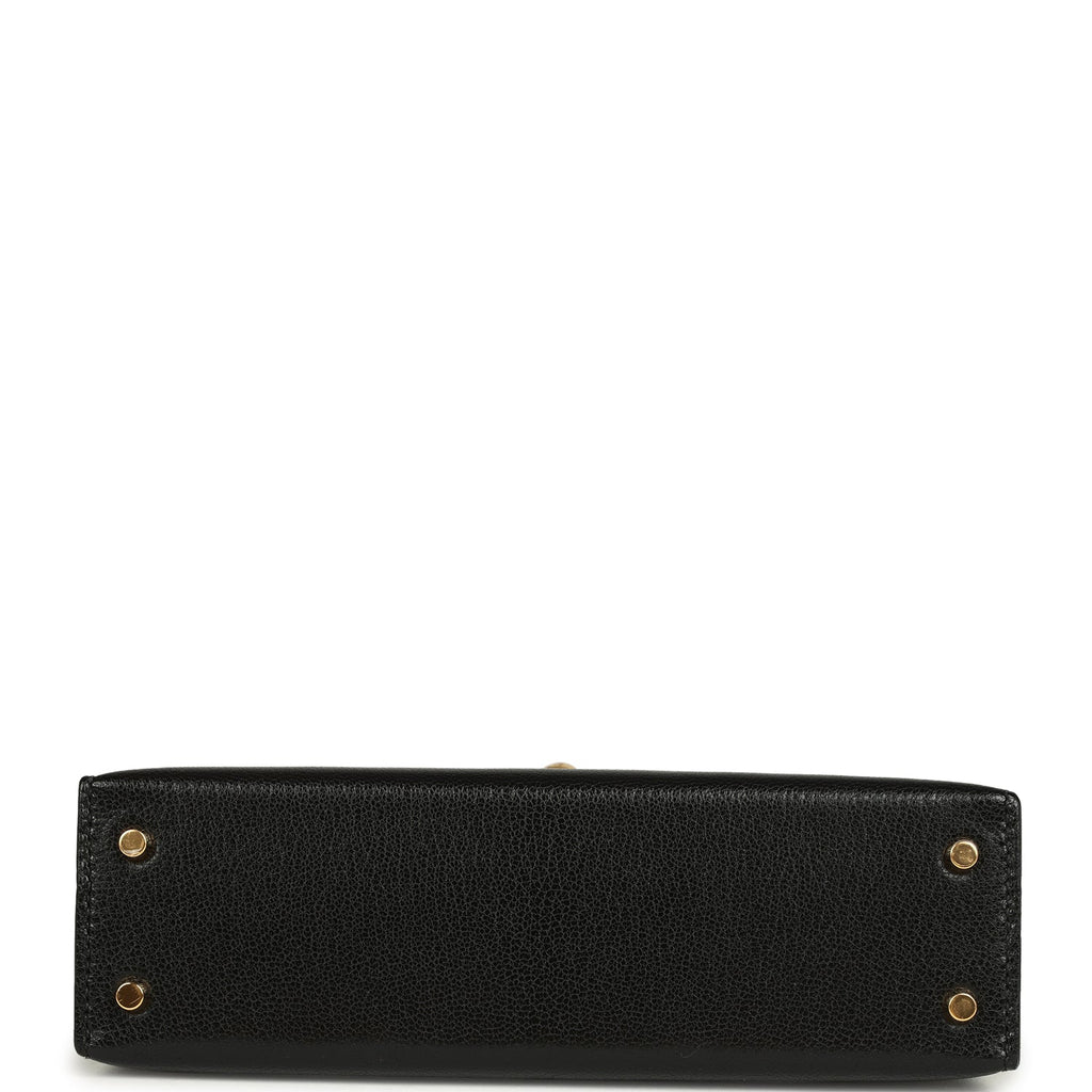 Hermes Kelly Sellier 20 Black Chevre Mysore Gold Hardware
