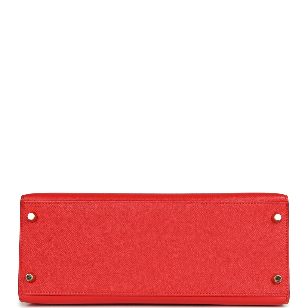 Pre-owned Hermes Kelly Sellier 28 Rouge Tomate Epsom Gold Hardware