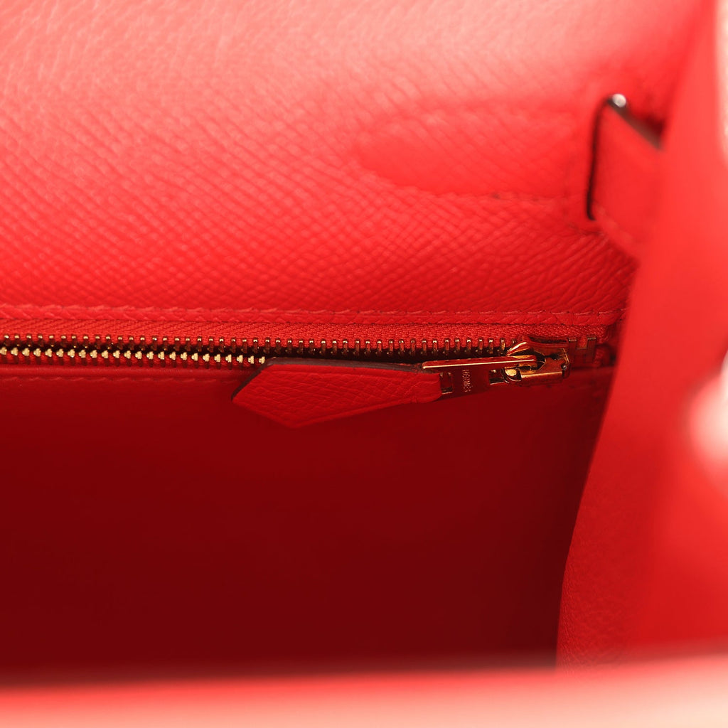 Pre-owned Hermes Kelly Sellier 28 Rouge Tomate Epsom Gold Hardware