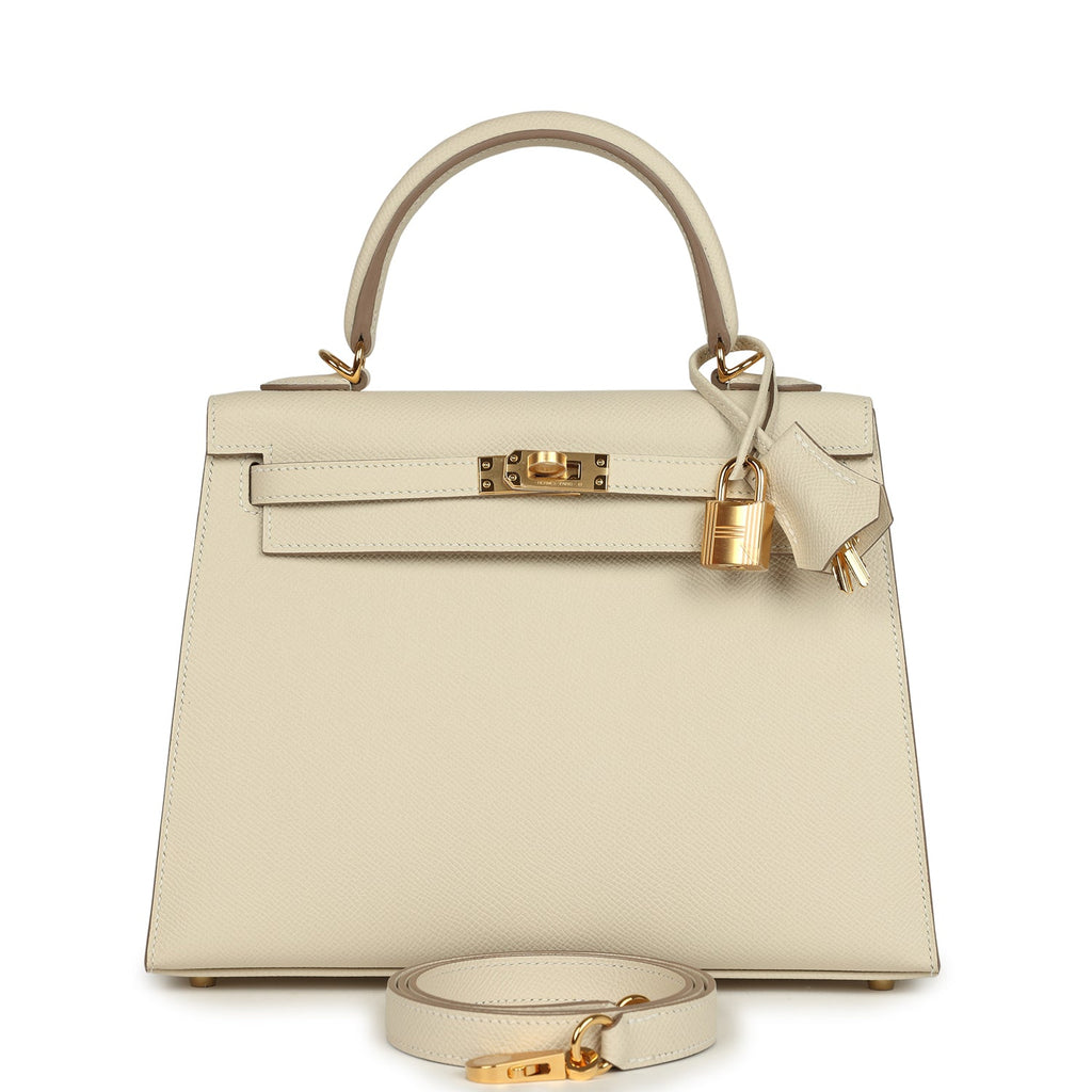 Hermes Kelly Sellier 25 Craie Epsom Gold Hardware