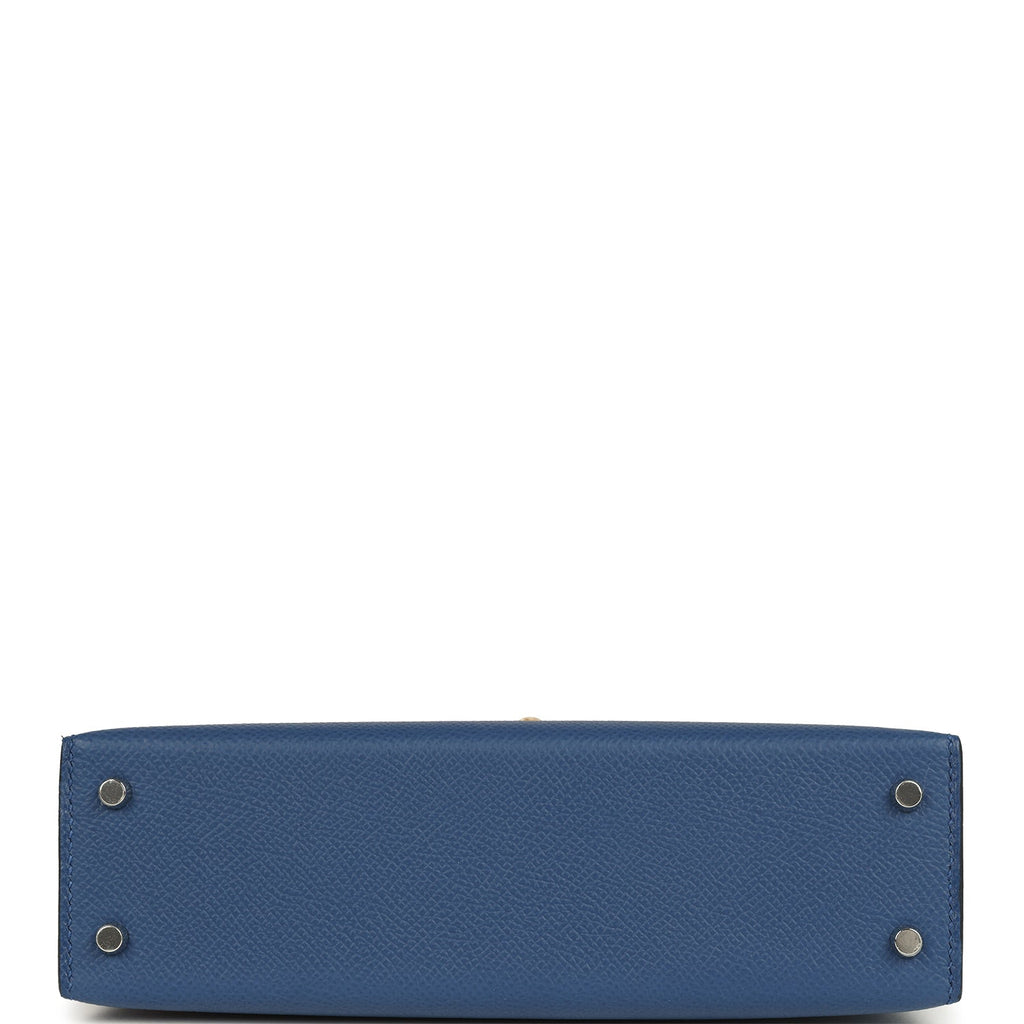 Hermes Kelly Sellier 20 Bleu Tie Epsom Electrum Hardware