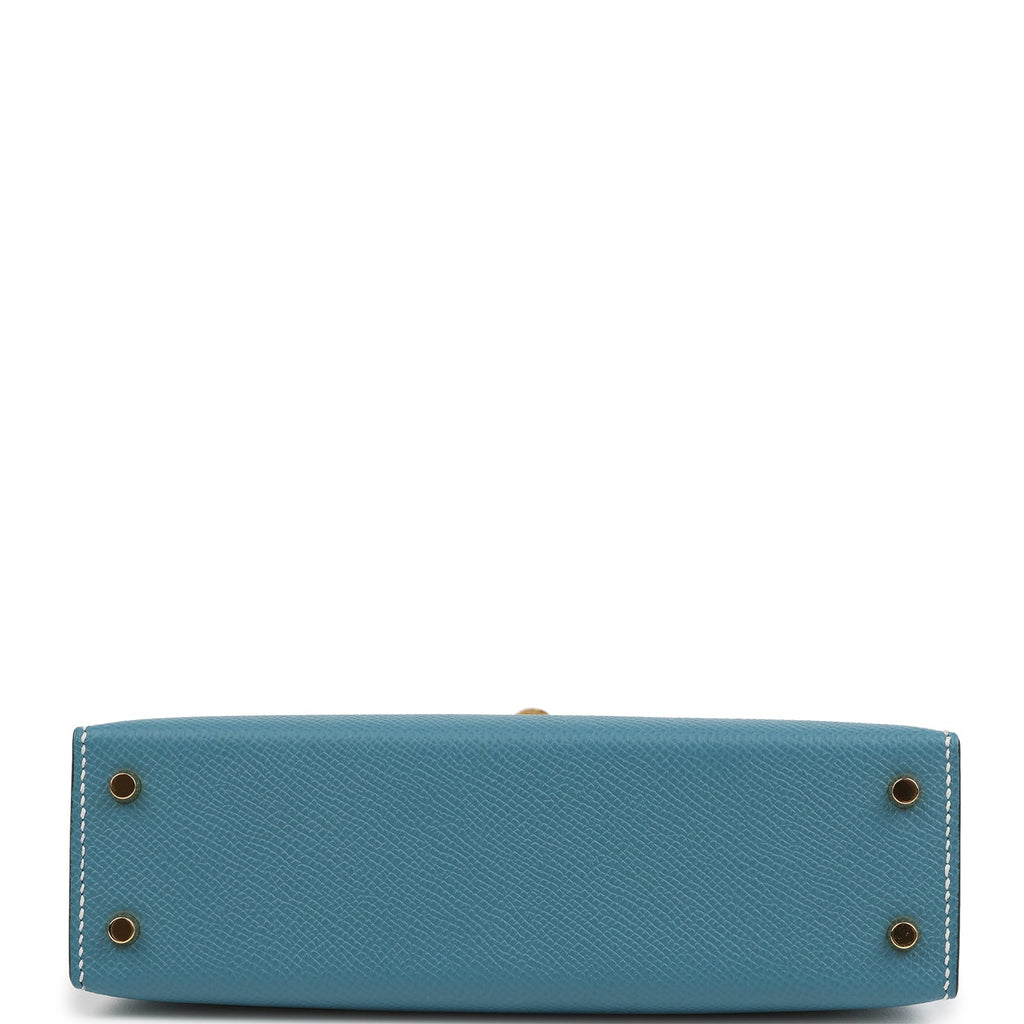 Hermes Kelly Sellier 20 Blue Jean Epsom Gold Hardware