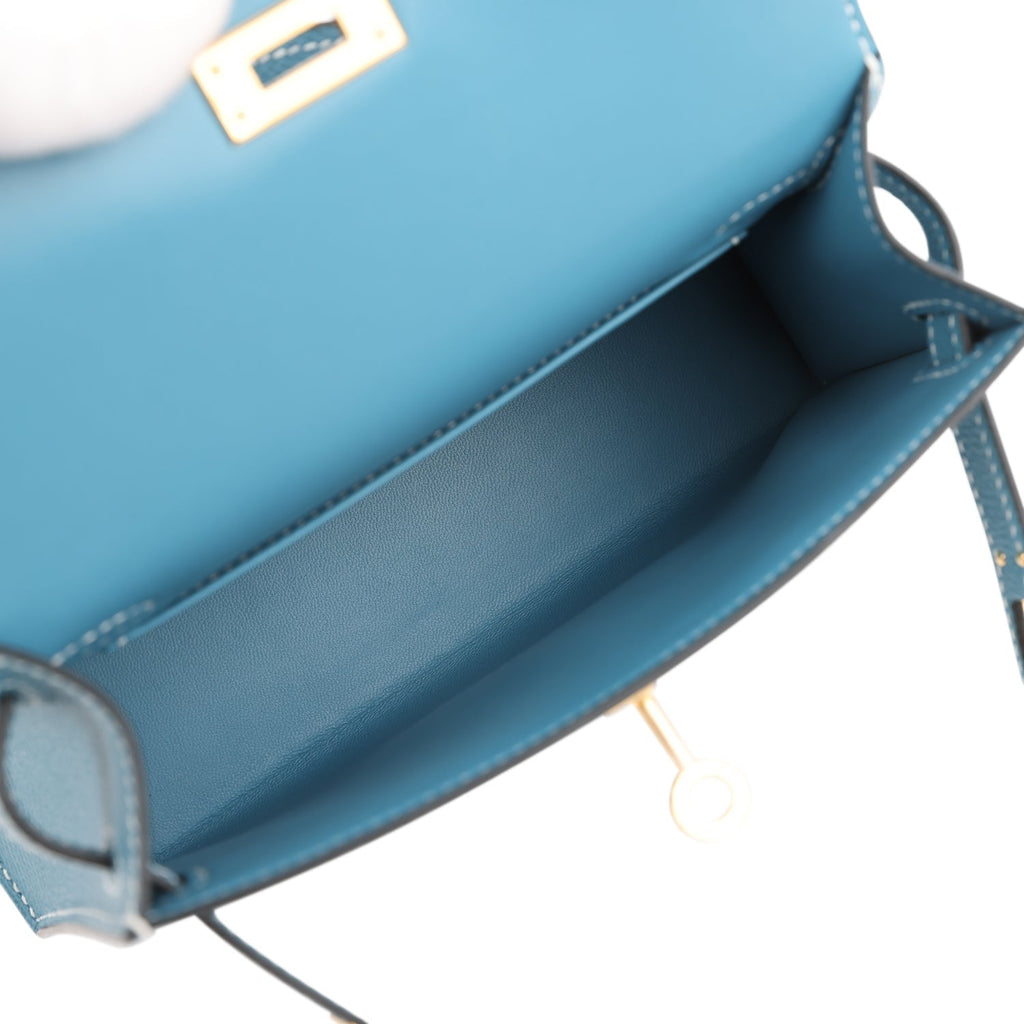 Hermes Kelly Sellier 20 Blue Jean Epsom Gold Hardware