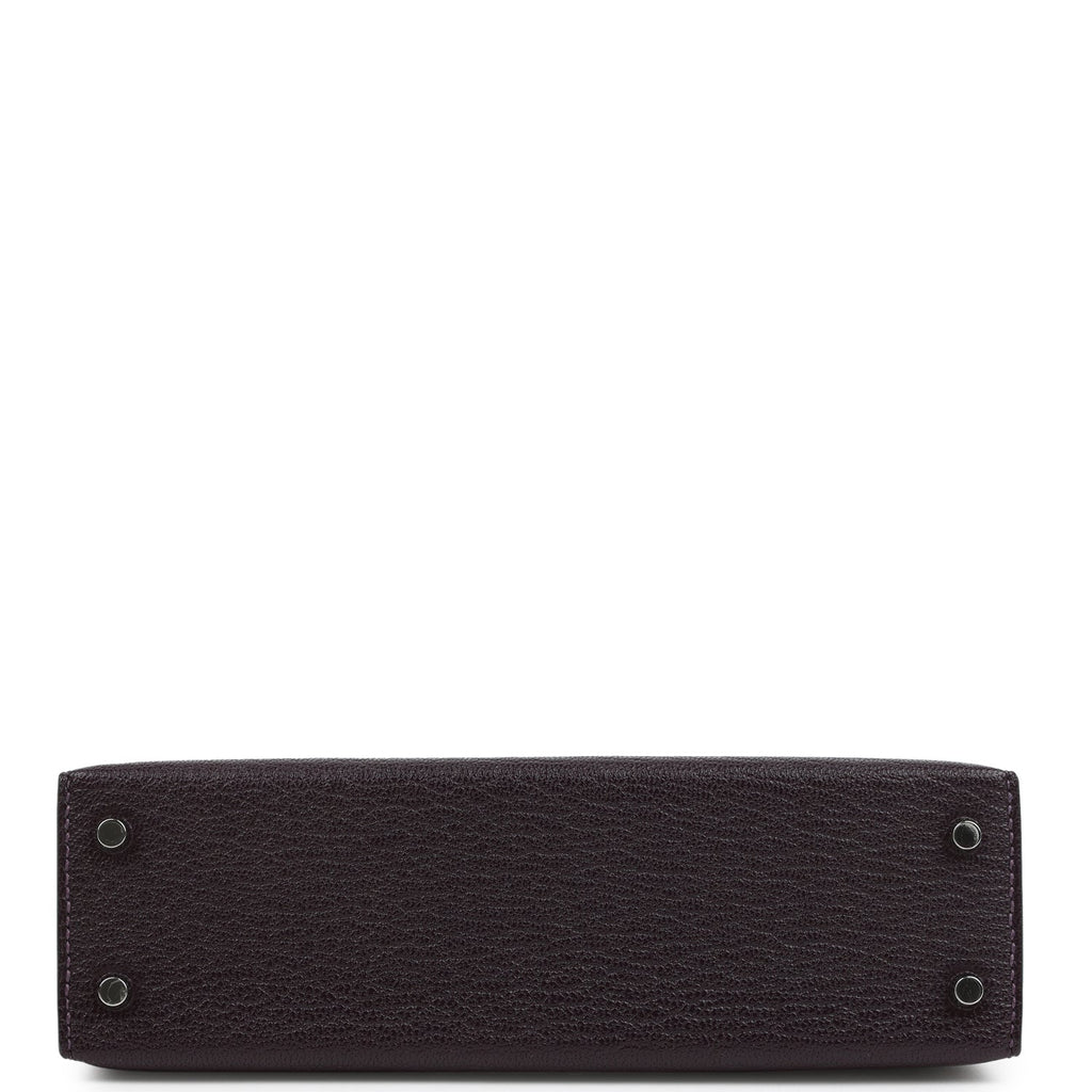 Hermes Kelly Sellier 20 Raisin Verso Chevre Mysore Palladium Hardware