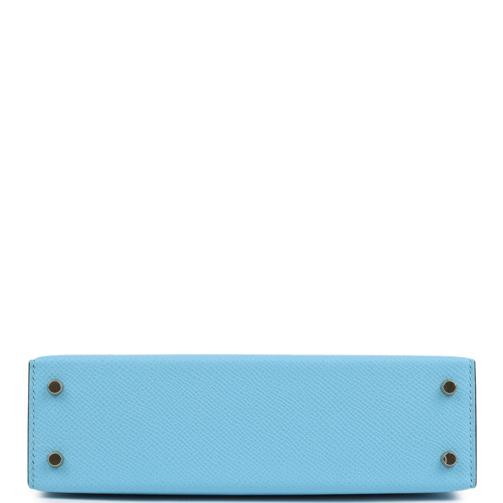 Hermes Special Order (HSS) Kelly Sellier 20 Bleu Celeste and Biscuit Epsom Permabrass Hardware