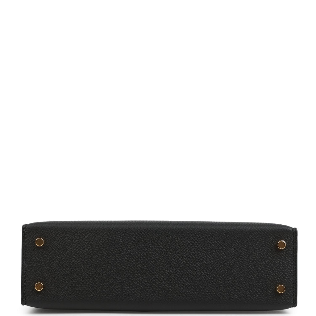 Hermes Kelly Sellier 20 Black Epsom Gold Hardware