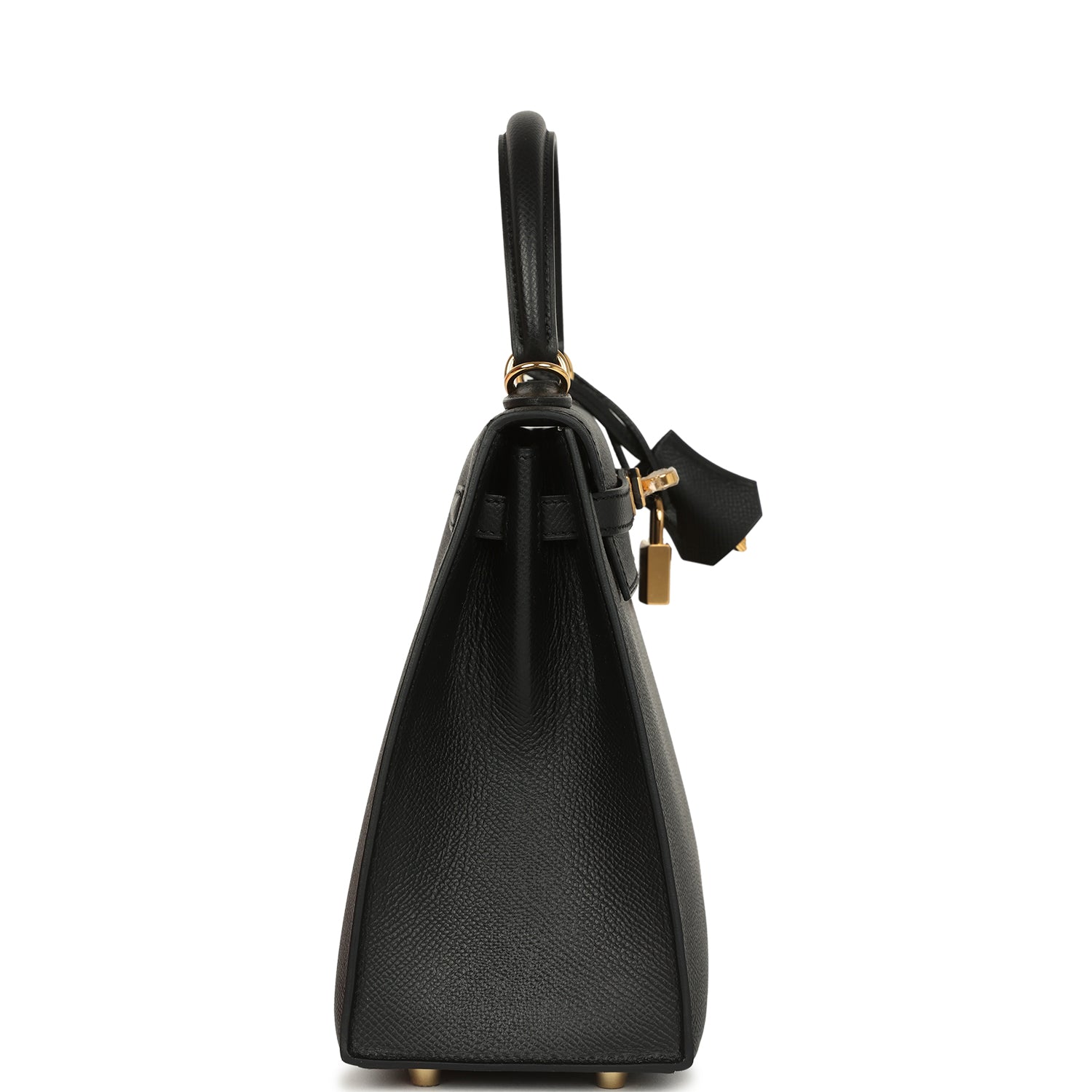 Hermes Kelly Sellier 25 Black Epsom Gold Hardware