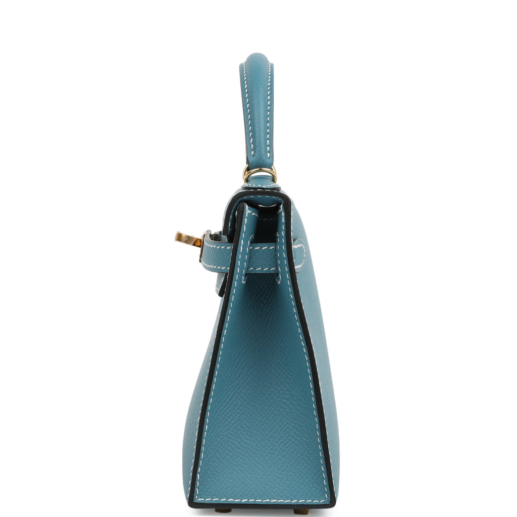 Hermes Kelly Sellier 20 Blue Jean Epsom Gold Hardware