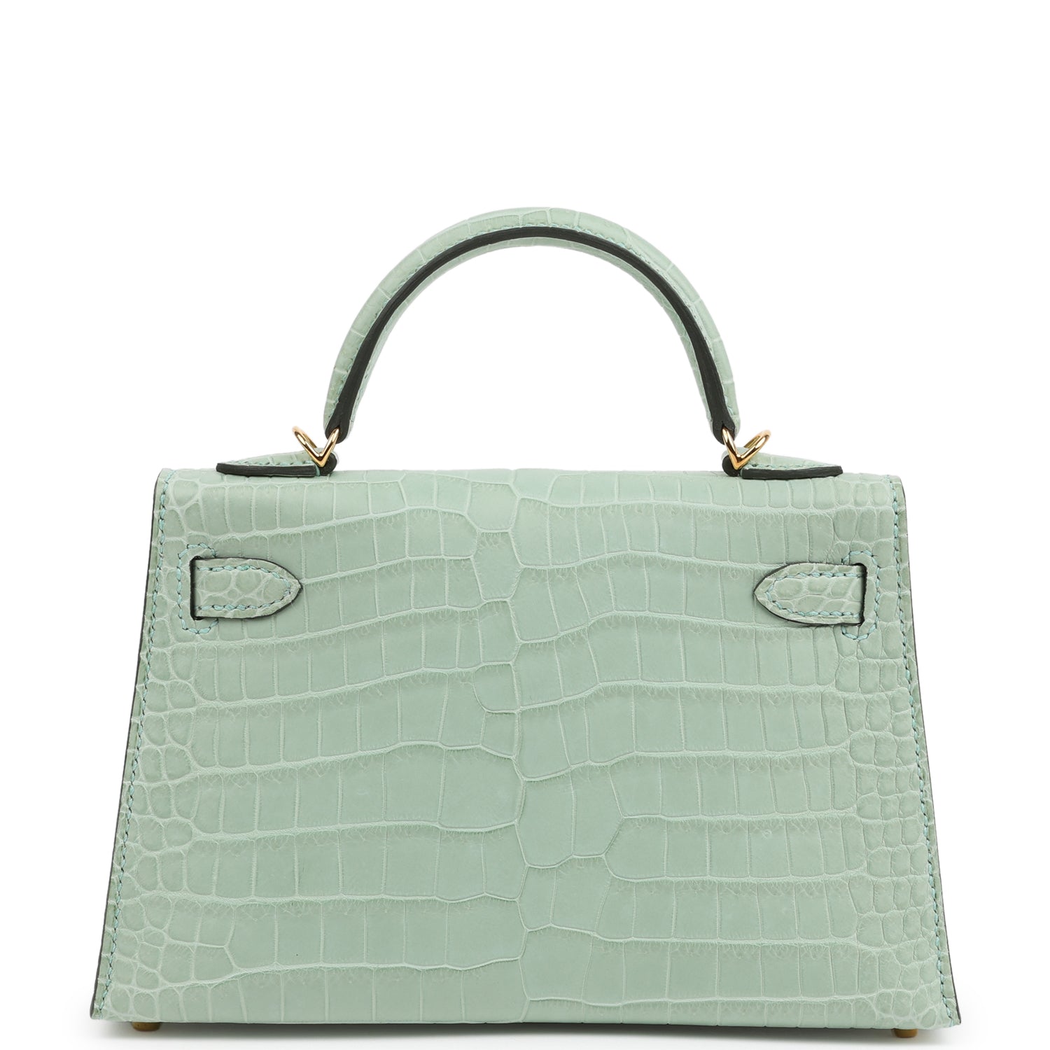 Hermes Kelly Sellier 20 Vert D'Eau Matte Porosus Crocodile Gold Hardware