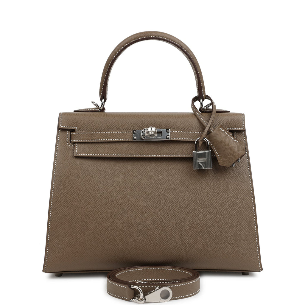 Hermes Kelly Sellier 25 Etoupe Epsom Palladium Hardware