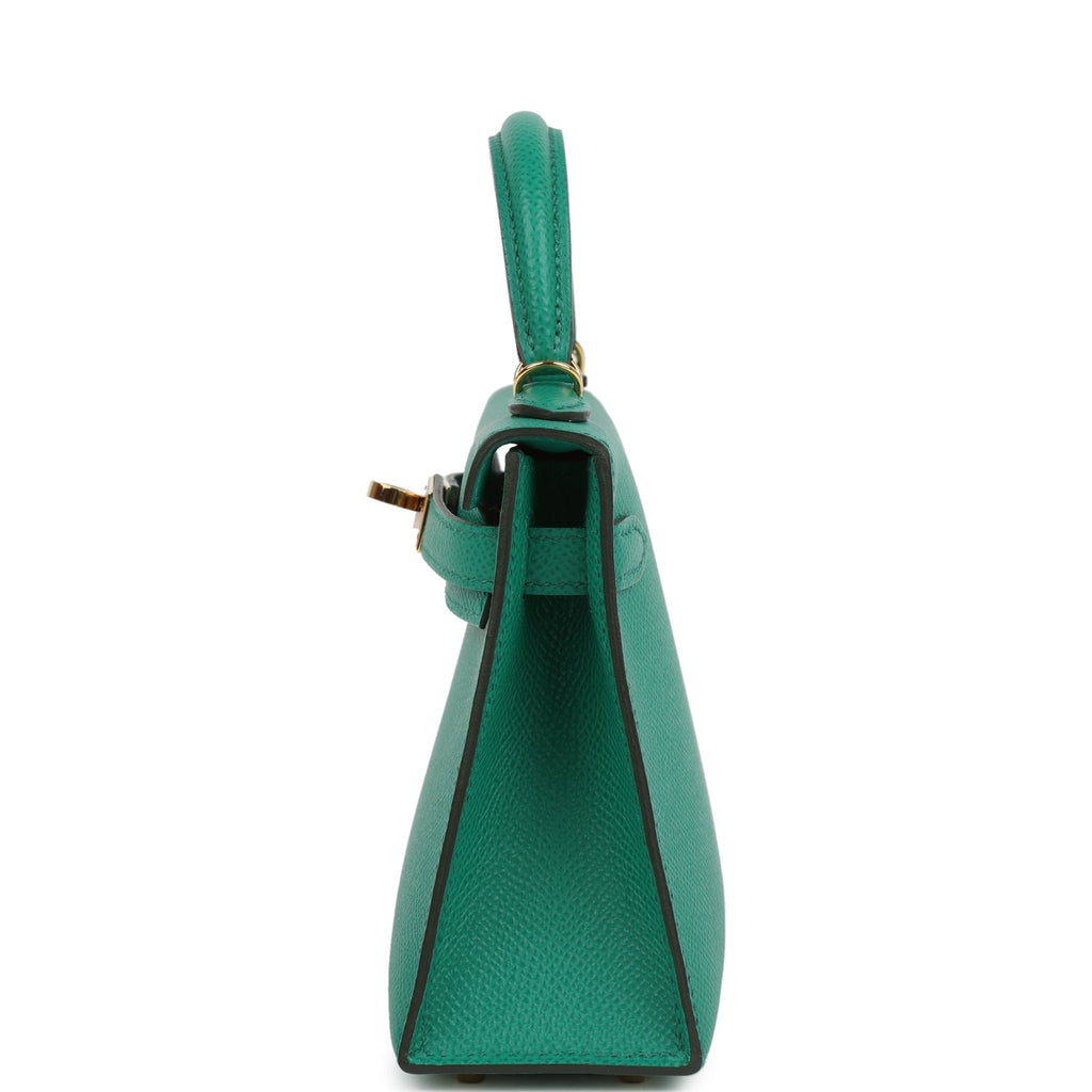 Pre-owned Hermes Kelly Sellier 20 Vert Jade Epsom Gold Hardware