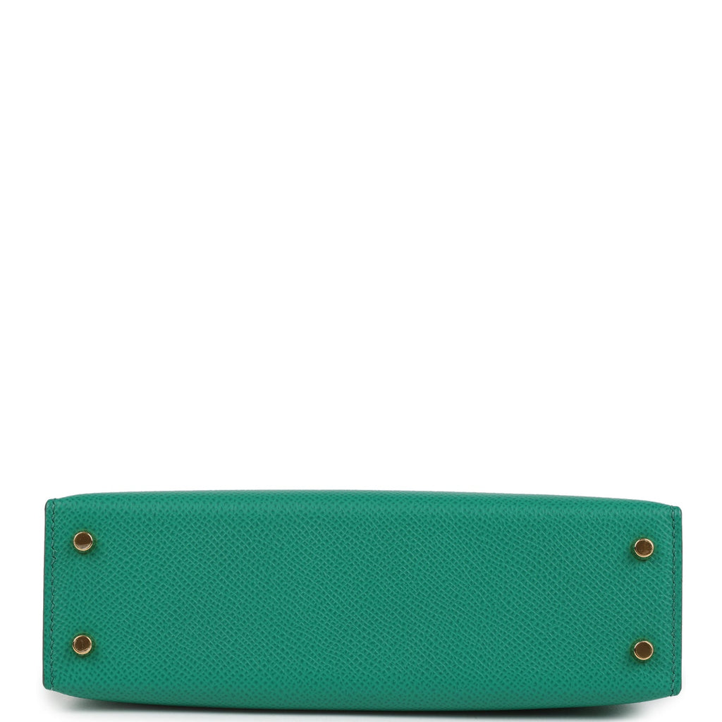 Pre-owned Hermes Kelly Sellier 20 Vert Jade Epsom Gold Hardware
