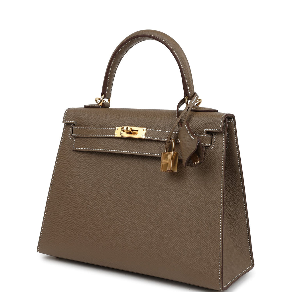 Hermes Kelly Sellier 25 Etoupe Epsom Gold Hardware