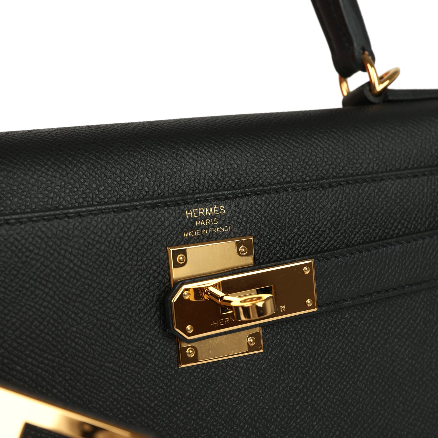 Pre-owned Hermes Kelly Sellier 28 Black Epsom Gold Hardware
