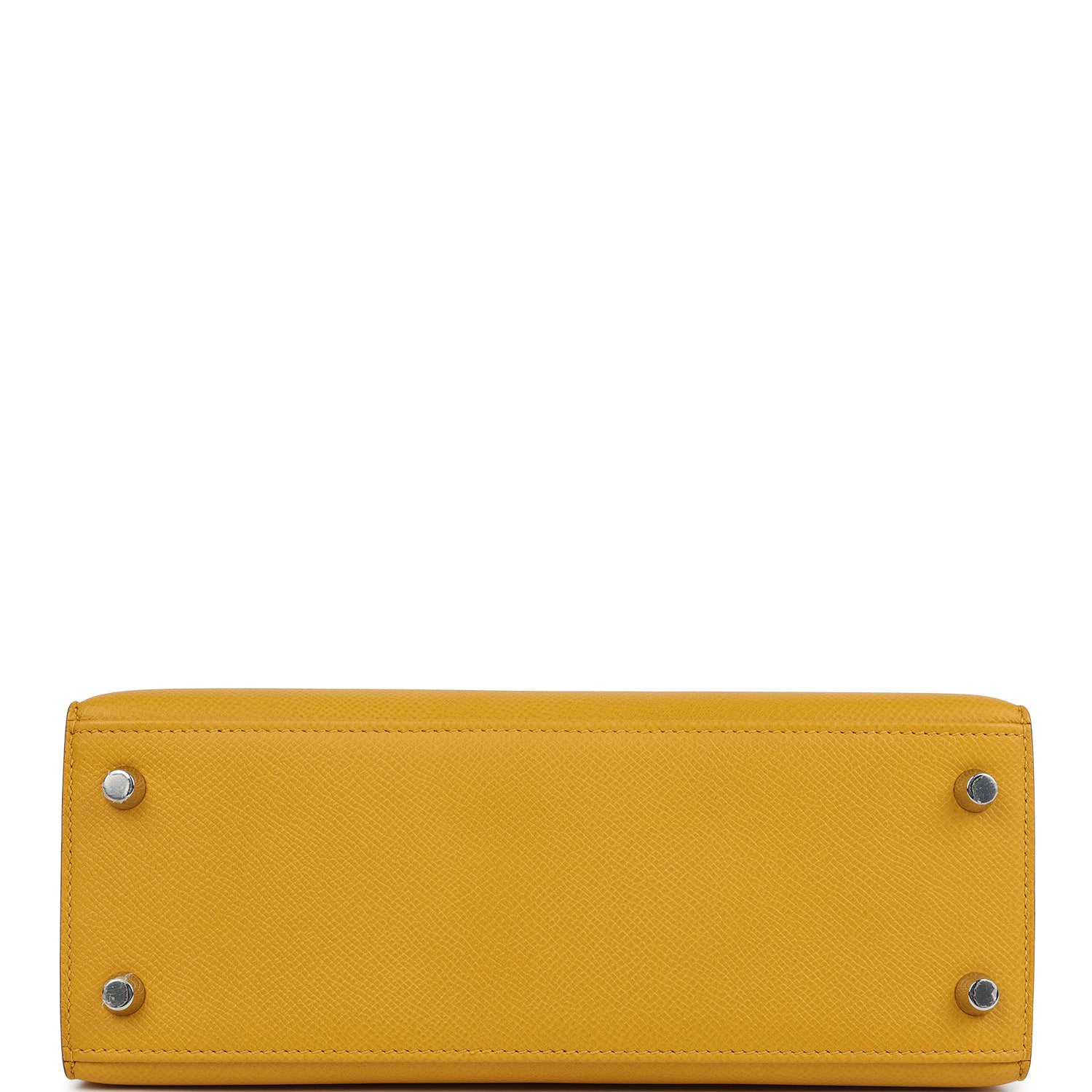 Pre-owned Hermes Kelly Sellier 25 Jaune Ambre Epsom Palladium Hardware