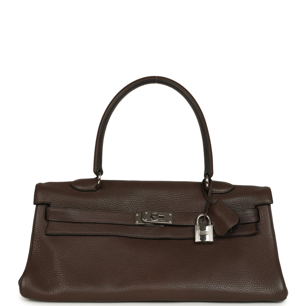 New Hermes Shoulder Kelly 42 JPG Chocolate Clemence Palladium Hardware