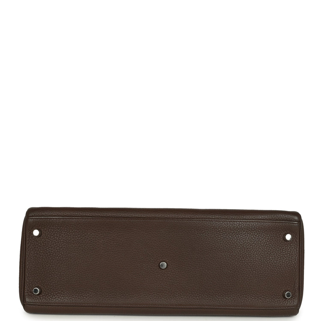 New Hermes Shoulder Kelly 42 JPG Chocolate Clemence Palladium Hardware