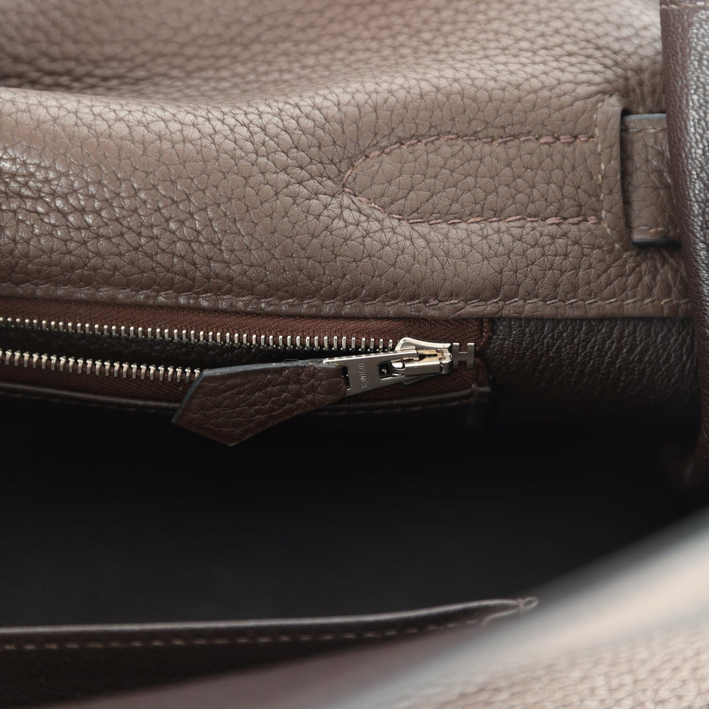 New Hermes Shoulder Kelly 42 JPG Chocolate Clemence Palladium Hardware