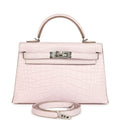 Hermes Kelly Sellier 20 Mauve Pale Boreal Satin Alligator Palladium Hardware