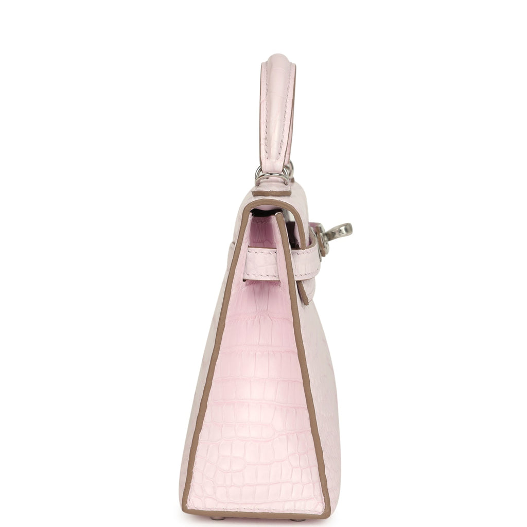 Hermes Kelly Sellier 20 Mauve Pale Boreal Satin Alligator Palladium Hardware