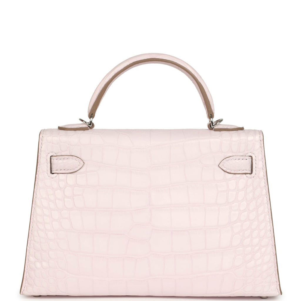 Hermes Kelly Sellier 20 Mauve Pale Boreal Satin Alligator Palladium Hardware
