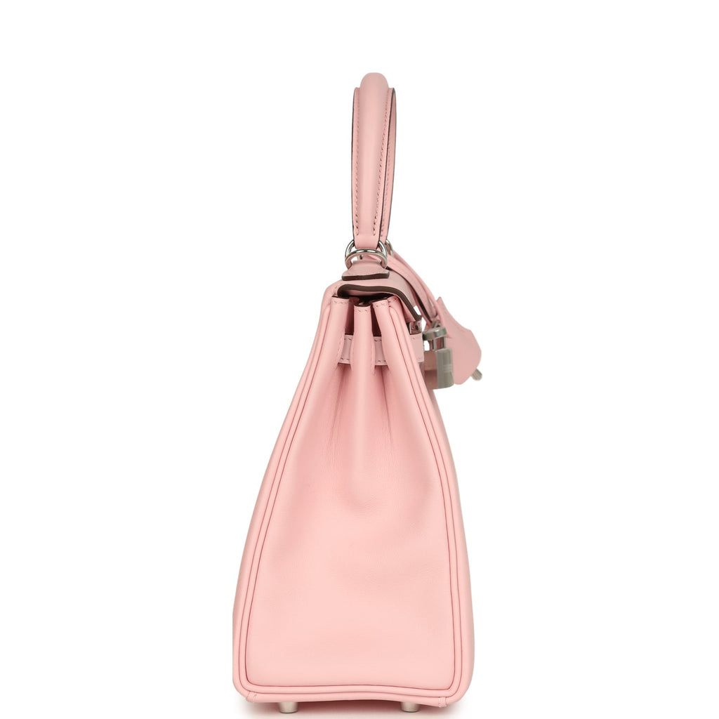 Hermes Kelly Retourne 25 Rose Sakura Swift Palladium Hardware