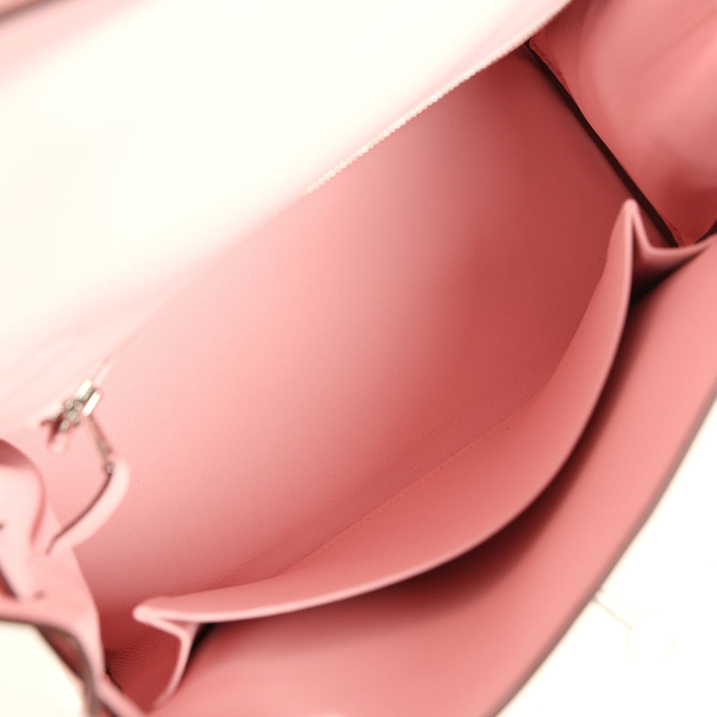 Hermes Kelly Retourne 25 Rose Sakura Swift Palladium Hardware