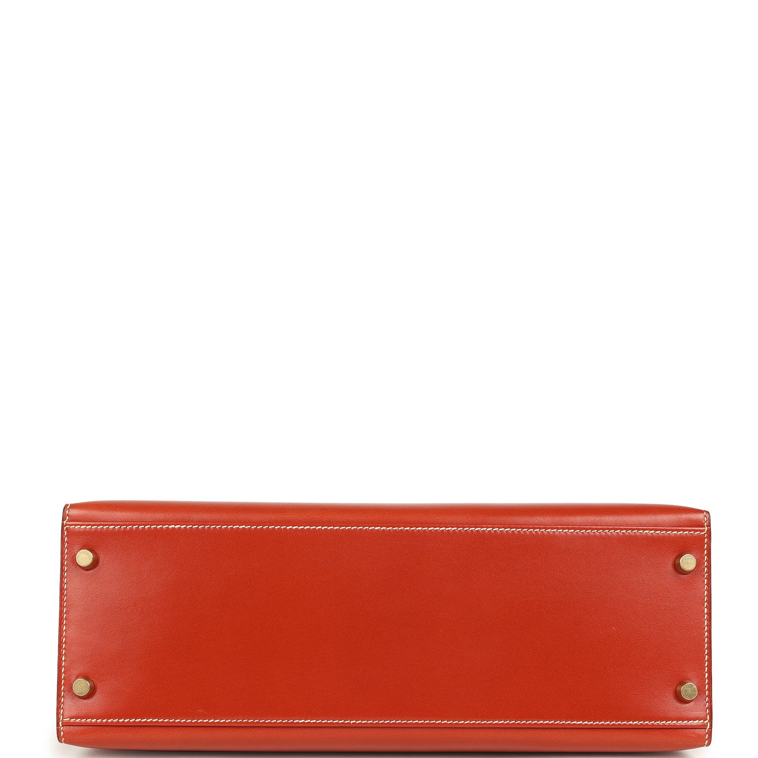 Vintage Hermes Kelly Sellier 32 Brique Box Gold Hardware