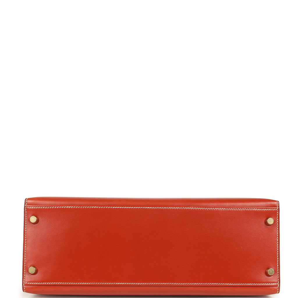 New Hermes Kelly Sellier 32 Brique Box Gold Hardware