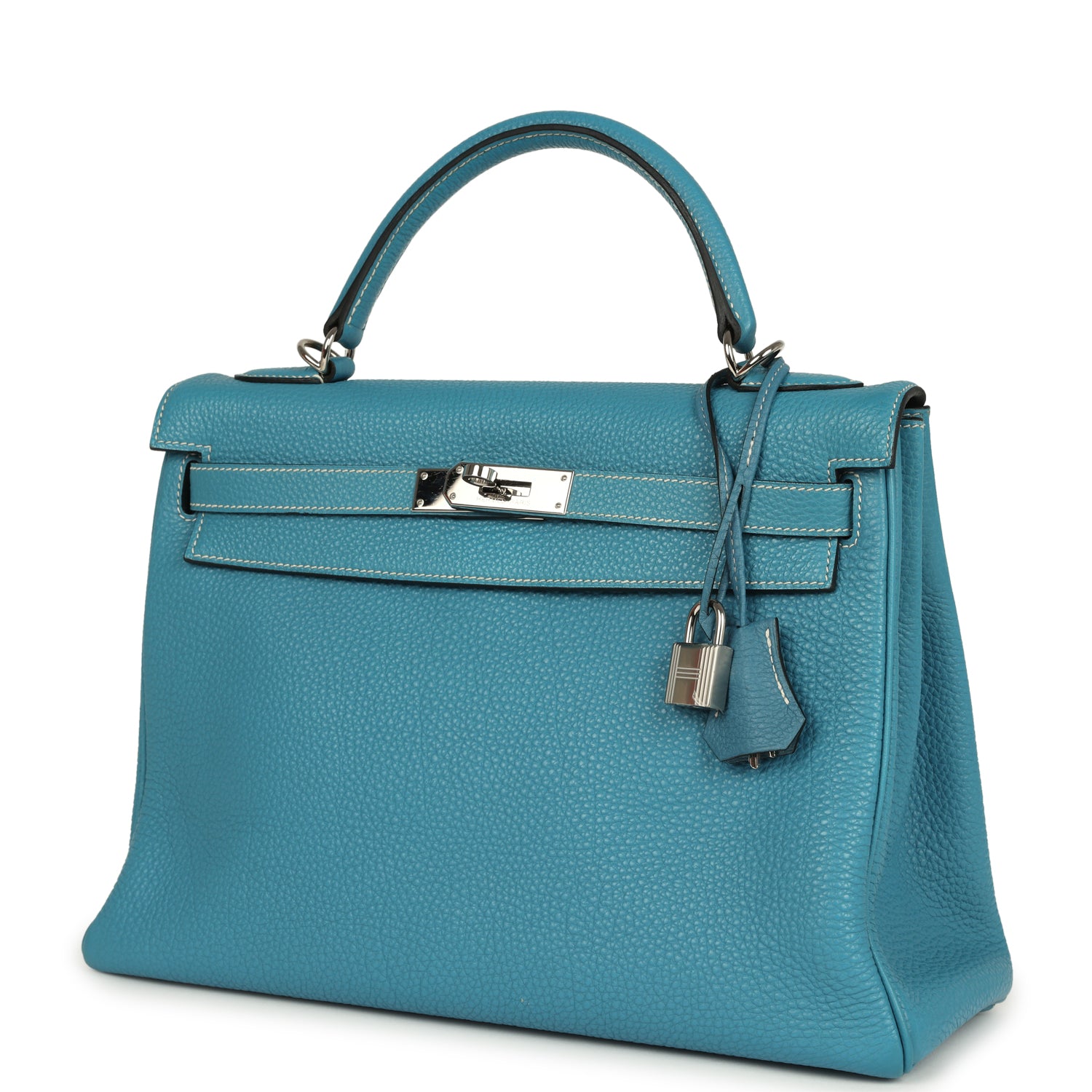 New Hermes Kelly Retourne 32 Blue Jean Togo Palladium Hardware