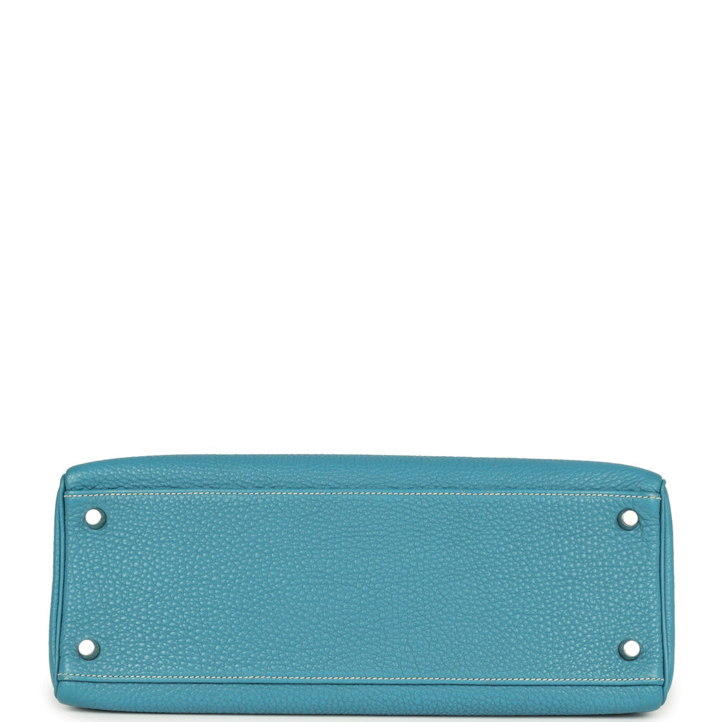 New Hermes Kelly Retourne 32 Blue Jean Togo Palladium Hardware