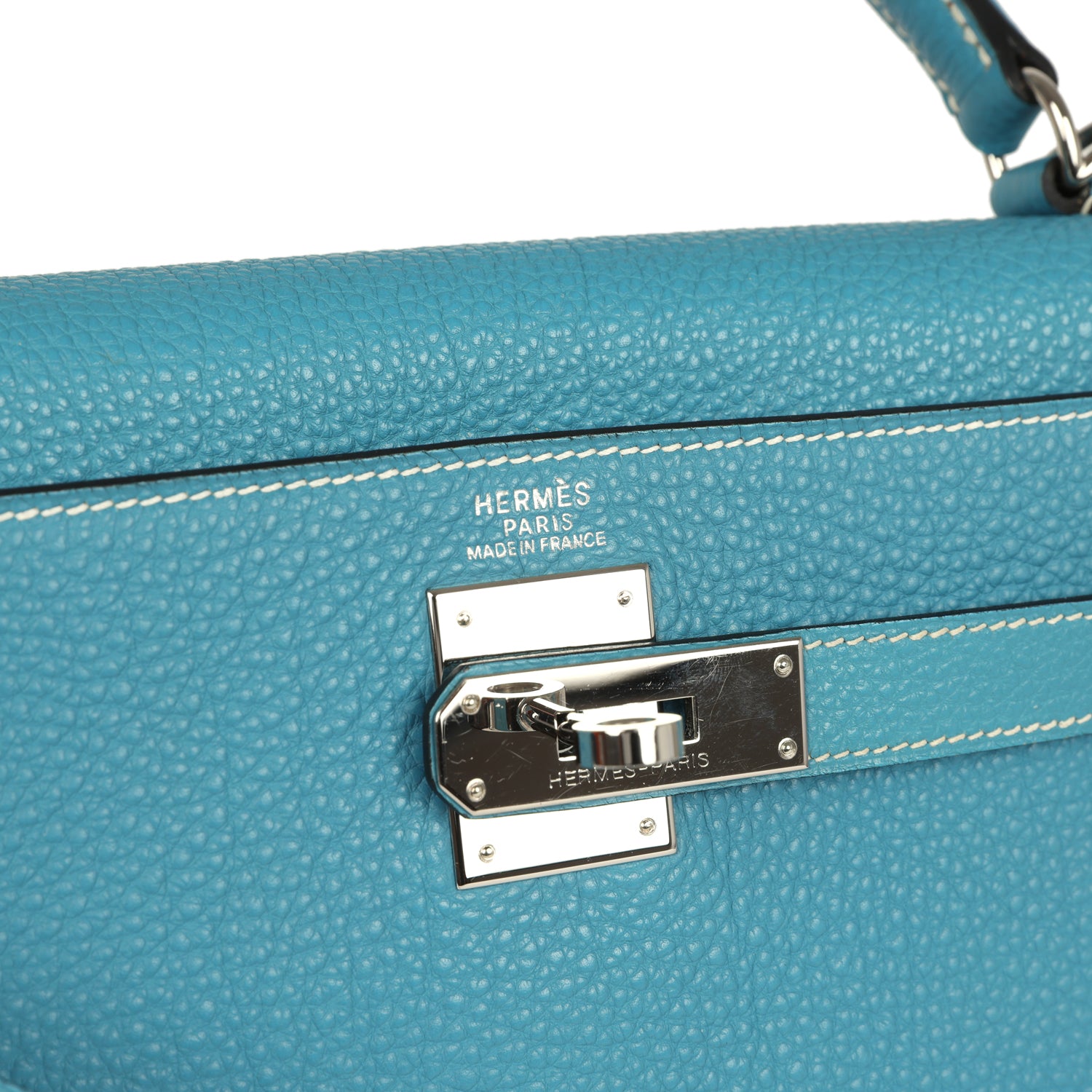 New Hermes Kelly Retourne 32 Blue Jean Togo Palladium Hardware
