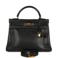 New Hermes Kelly Retourne 32 Black Gulliver Gold Hardware