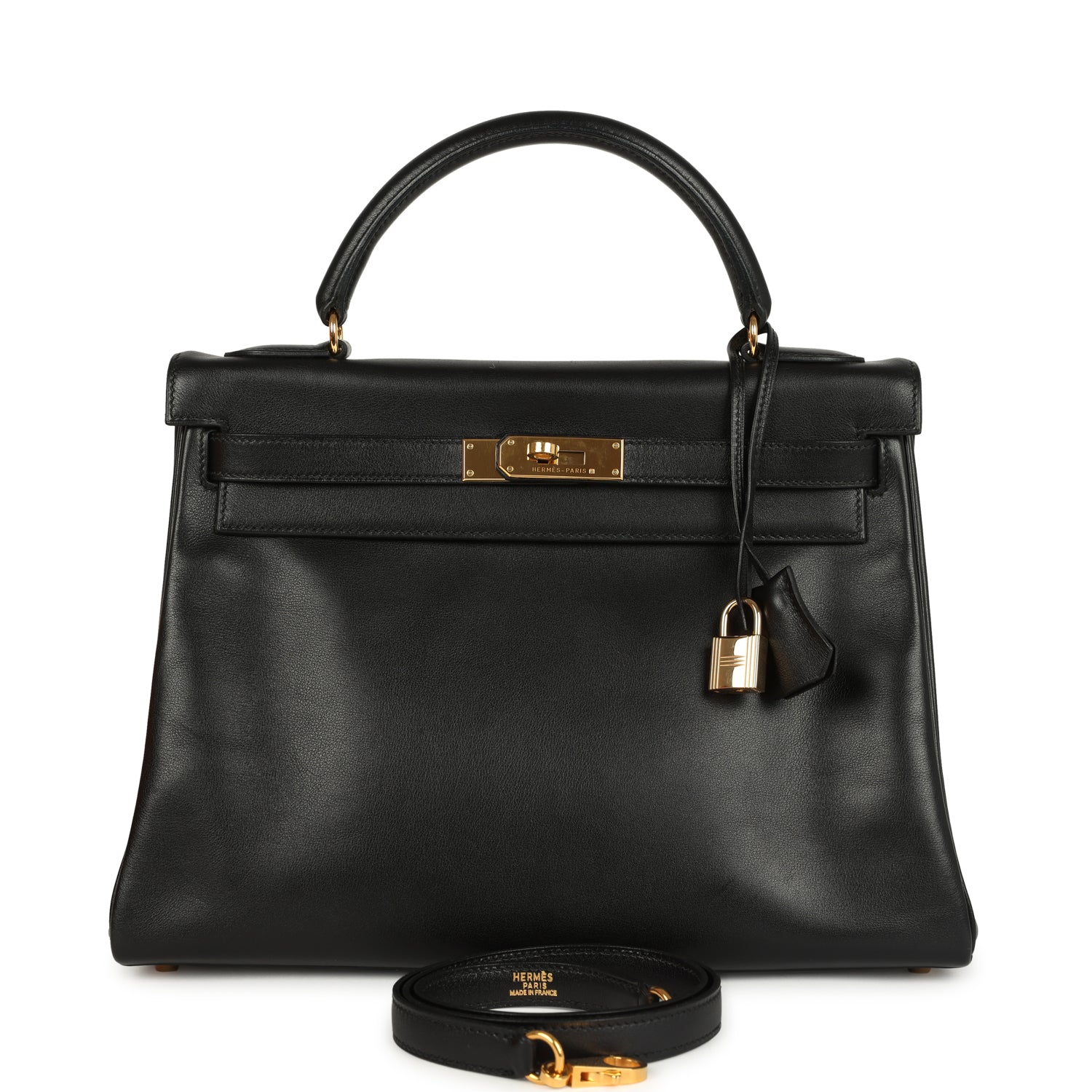 New Hermes Kelly Retourne 32 Black Gulliver Gold Hardware