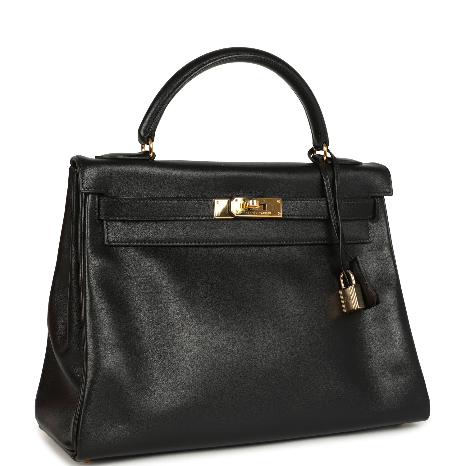 New Hermes Kelly Retourne 32 Black Gulliver Gold Hardware