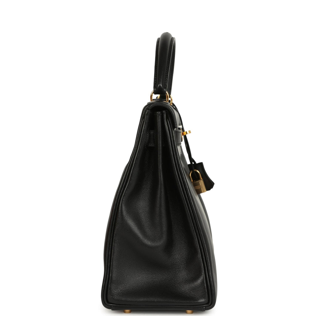 New Hermes Kelly Retourne 32 Black Gulliver Gold Hardware