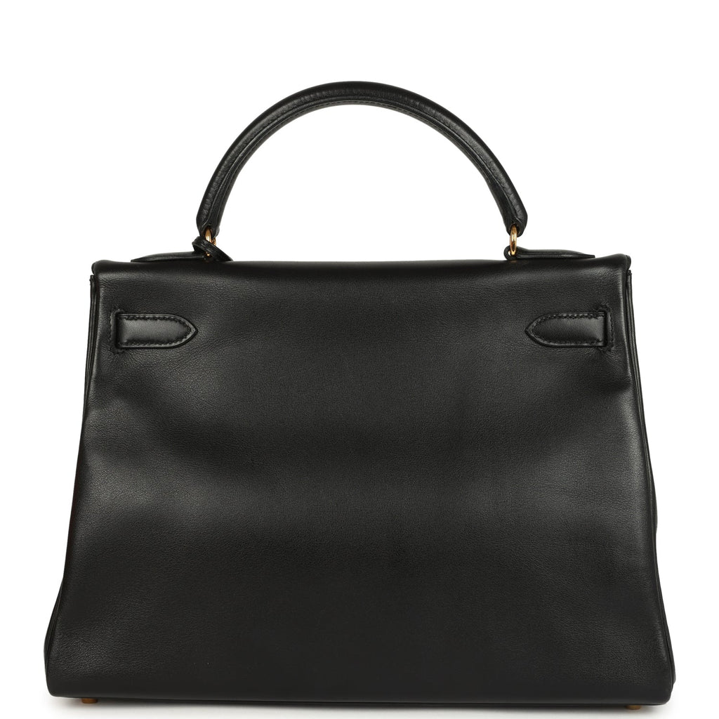 New Hermes Kelly Retourne 32 Black Gulliver Gold Hardware