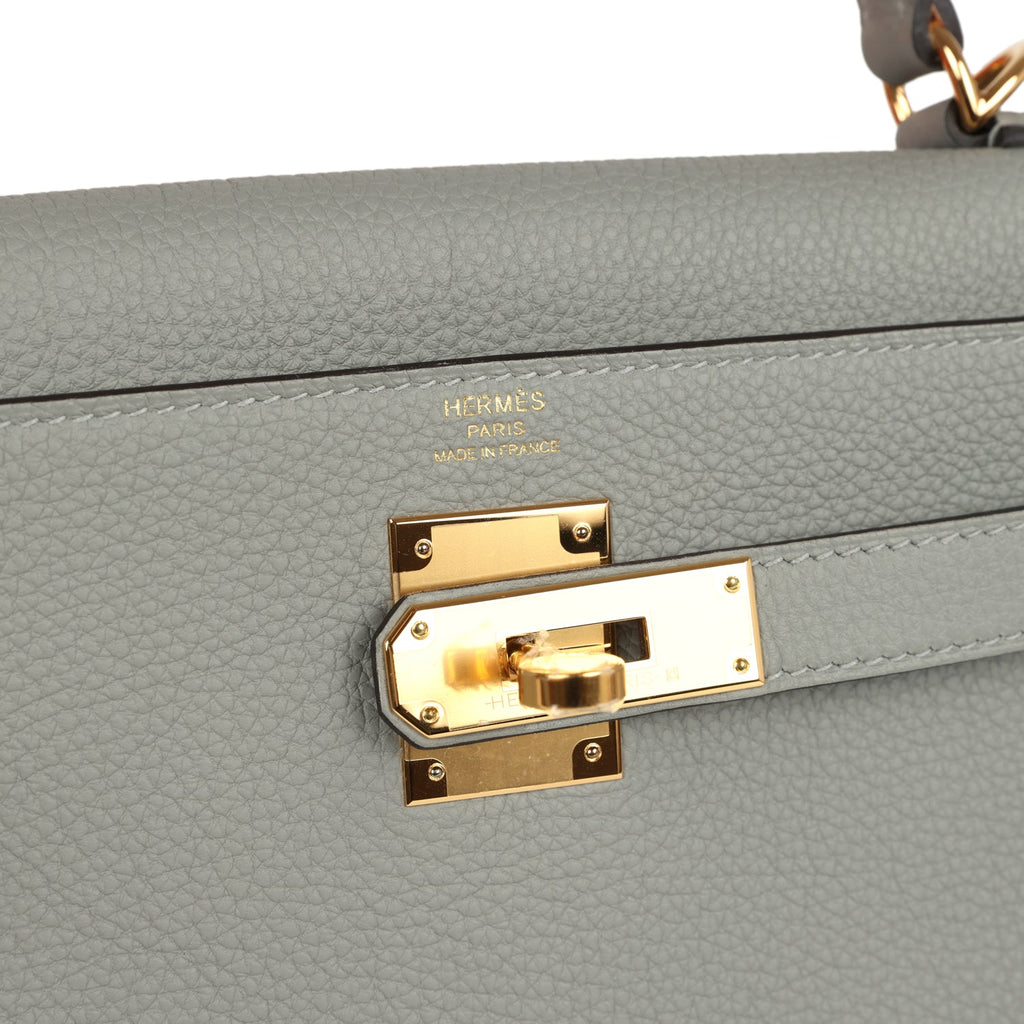 Hermes Kelly Retourne 28 Gris Mouette Togo Gold Hardware