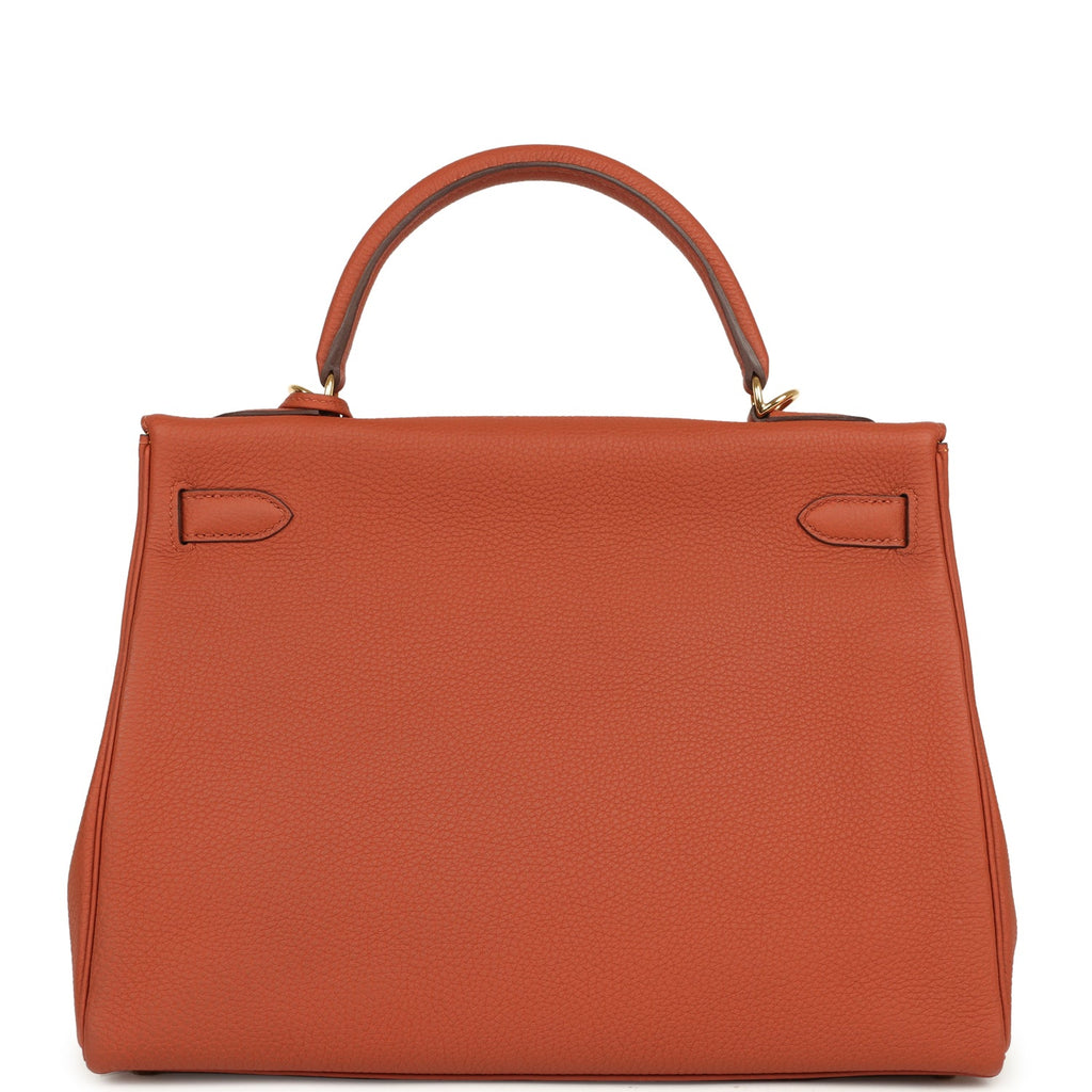 Pre-owned Hermes Special Order (HSS) Kelly Retourne 32 Cuivre Verso Togo Gold Hardware
