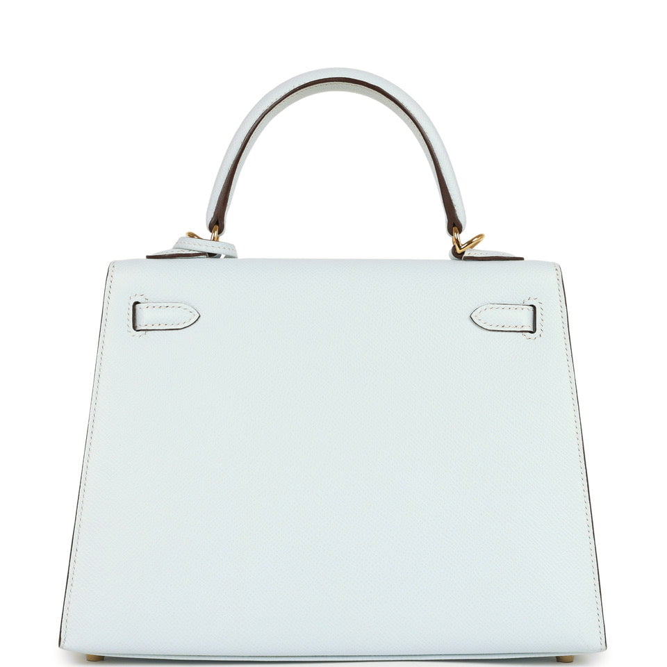 Hermes Kelly Sellier 25 Bleu Brume Epsom Gold Hardware