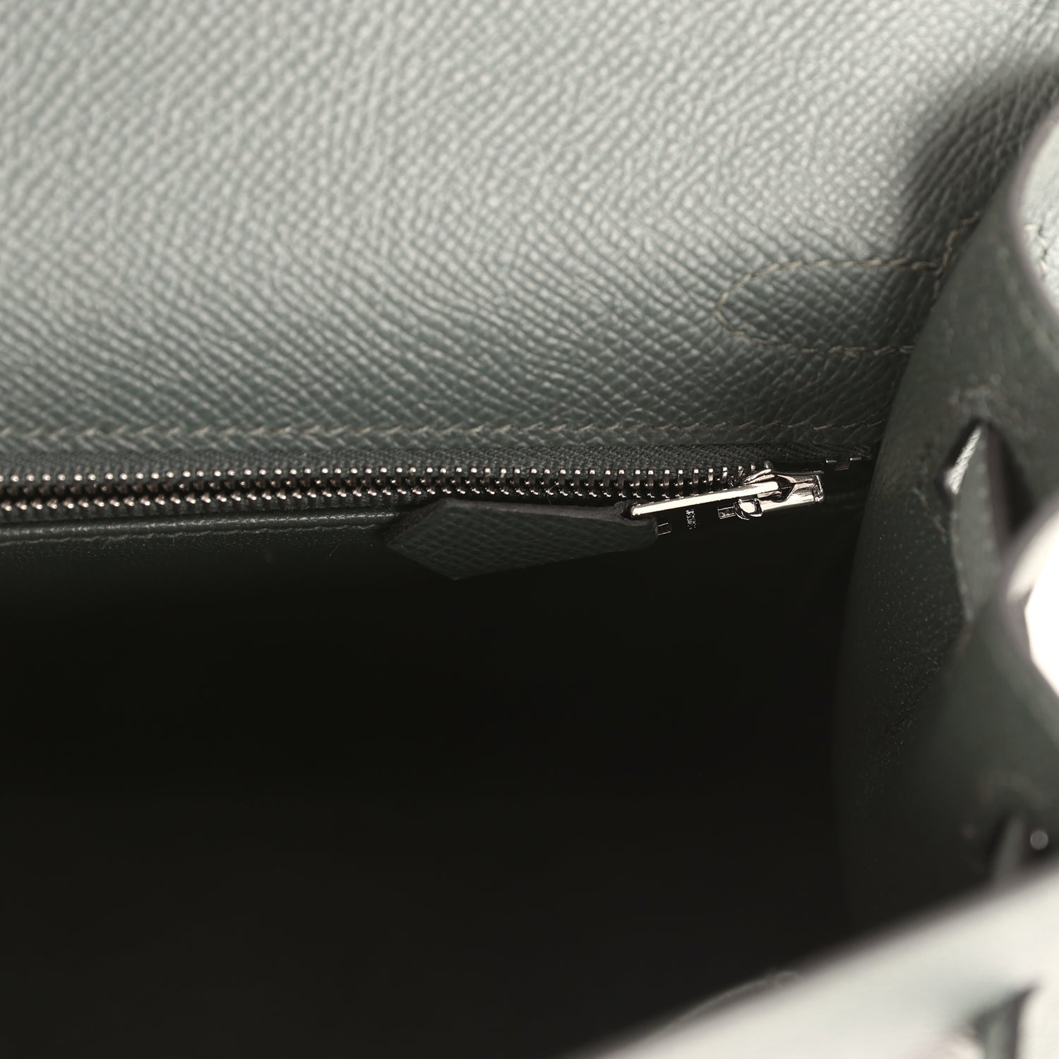 Hermes Kelly Sellier 25 Tri-Color Black, Vert Amande and Vert Mangrove Epsom Palladium Hardware