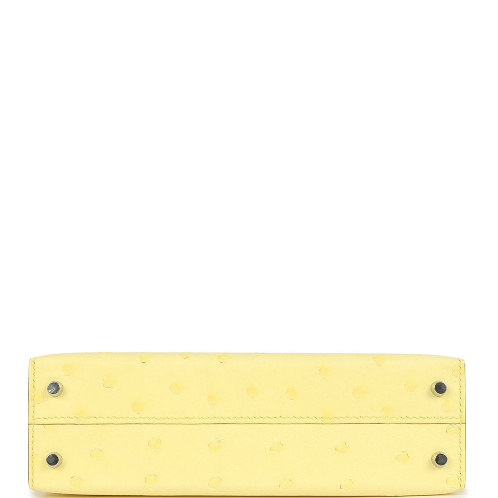 Hermes Kelly Sellier 20 Limoncello Ostrich Palladium Hardware