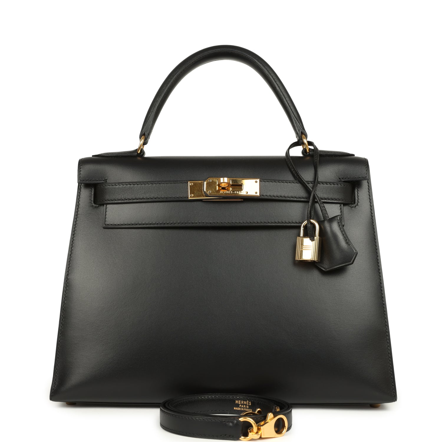 New Hermes Kelly Sellier 28 Black Chamonix Gold Hardware