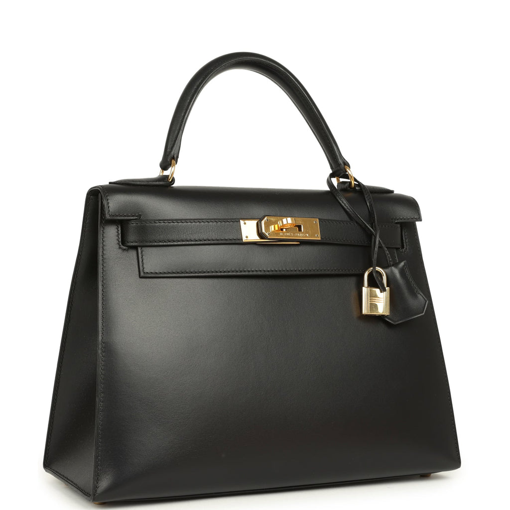 New Hermes Kelly Sellier 28 Black Chamonix Gold Hardware