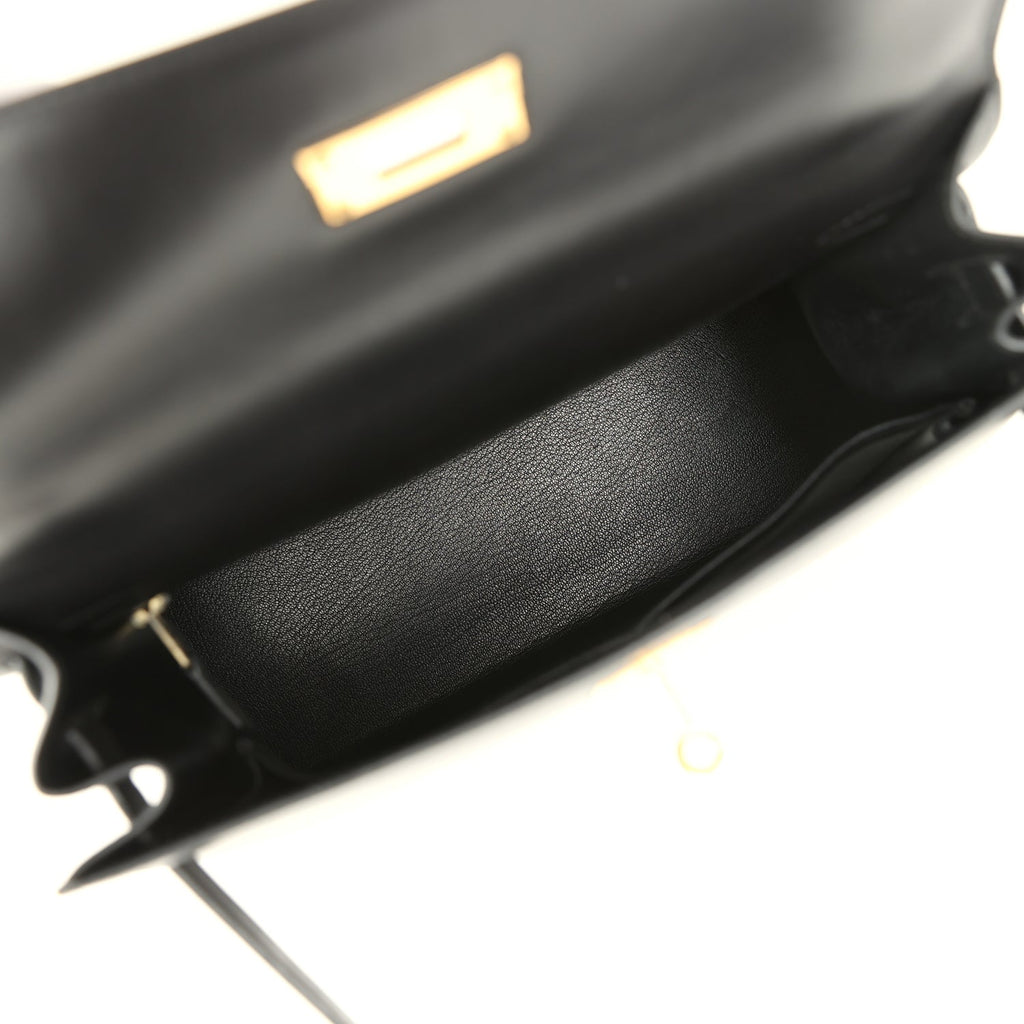 New Hermes Kelly Sellier 28 Black Chamonix Gold Hardware