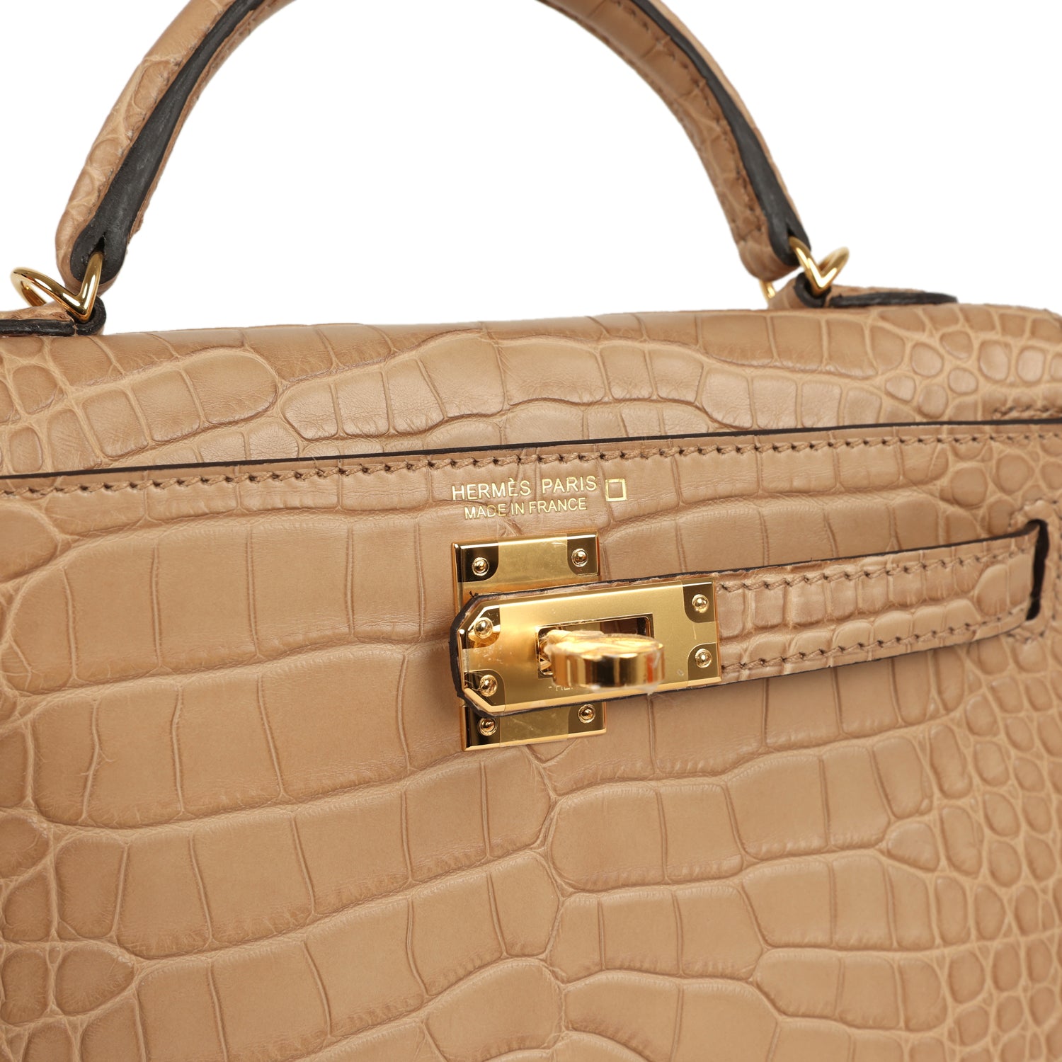 Hermes Kelly Sellier 20 Chai Matte Alligator Gold Hardware