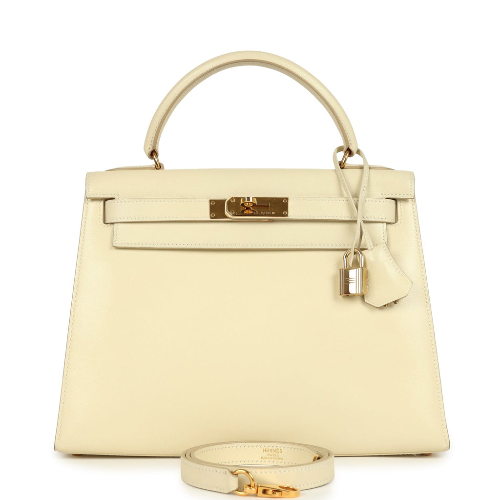 New Hermes Kelly Sellier 28 Parchemin Box Gold Hardware
