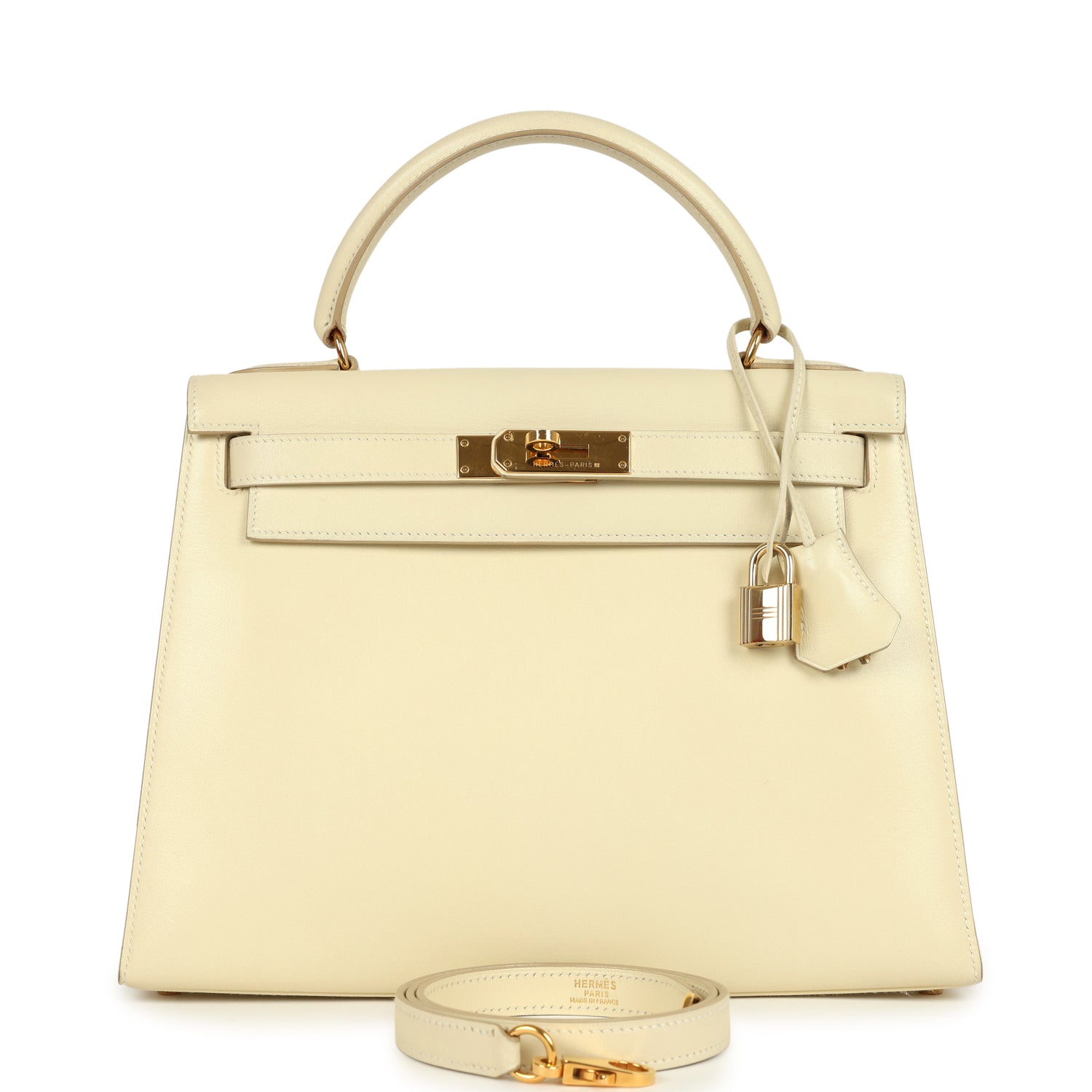 New Hermes Kelly Sellier 28 Parchemin Box Gold Hardware